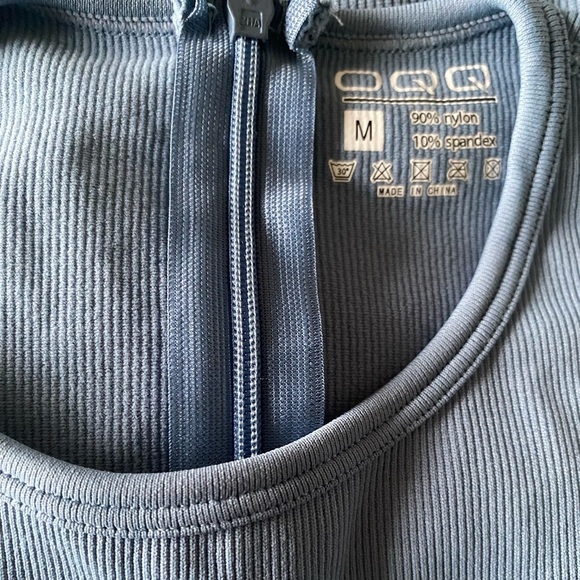 NWOT OQQ Blue - Round Neck - Ribbed - Long Sleeve - Bellbottom Jumpsuit M - Picture 2 of 3